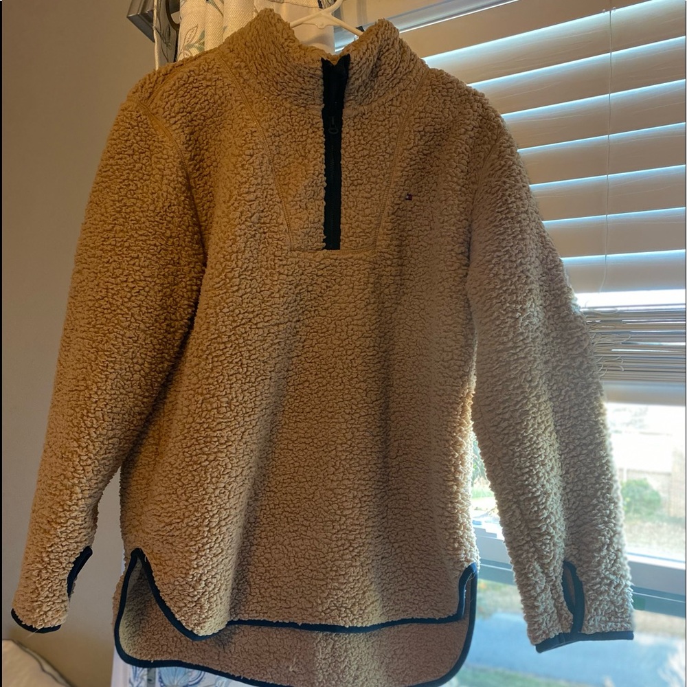 Tommy Hilfiger brown fluffy quarter zip women’s size medium